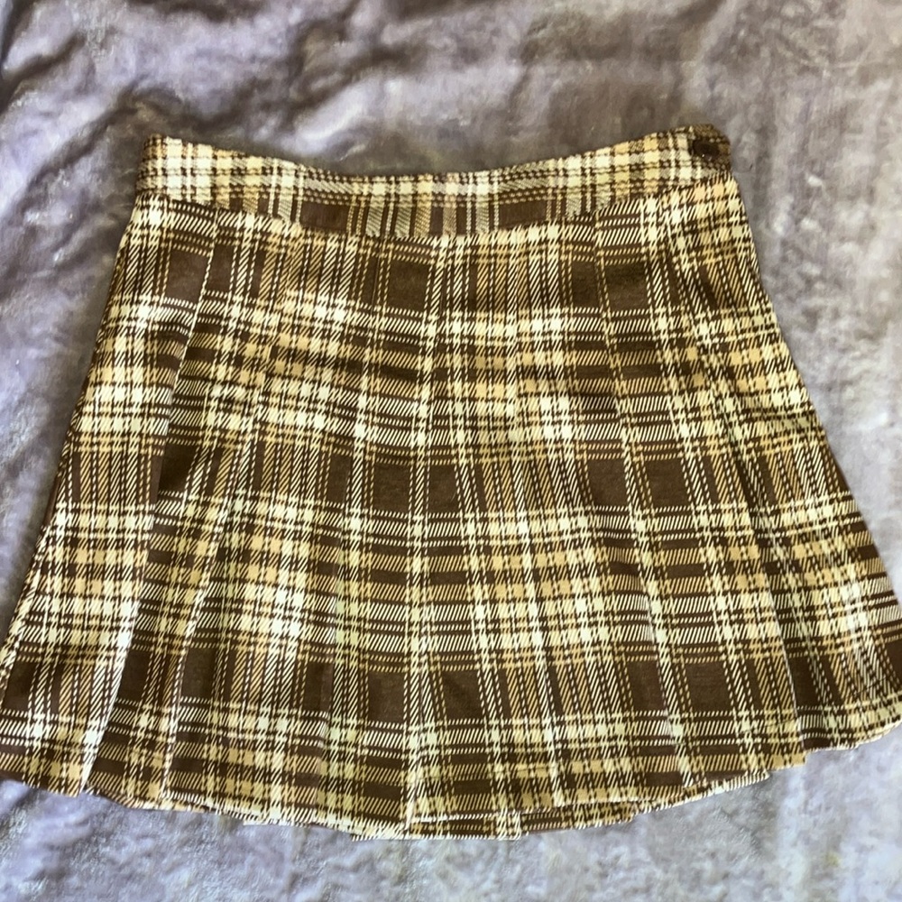 Plaid Brown Pleated Skirt